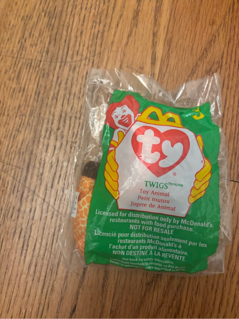 1998 McDonald's Happy Meal Toy Ty Teenie Beanie Baby Twigs Animal Giraffe #3 NEW